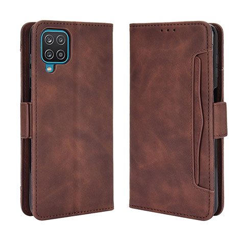 Funda de Cuero Cartera con Soporte Carcasa BY3 para Samsung Galaxy A12 Nacho Marron