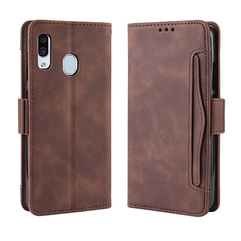 Funda de Cuero Cartera con Soporte Carcasa BY3 para Samsung Galaxy A20e Marron