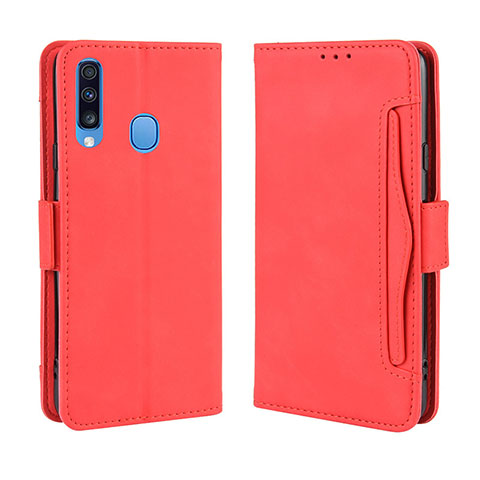 Funda de Cuero Cartera con Soporte Carcasa BY3 para Samsung Galaxy A20s Rojo