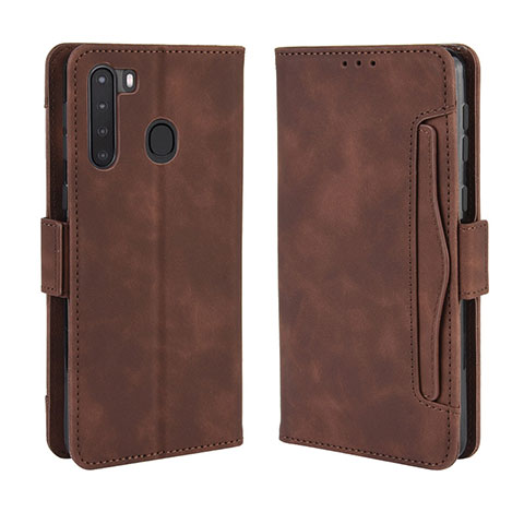 Funda de Cuero Cartera con Soporte Carcasa BY3 para Samsung Galaxy A21 Marron