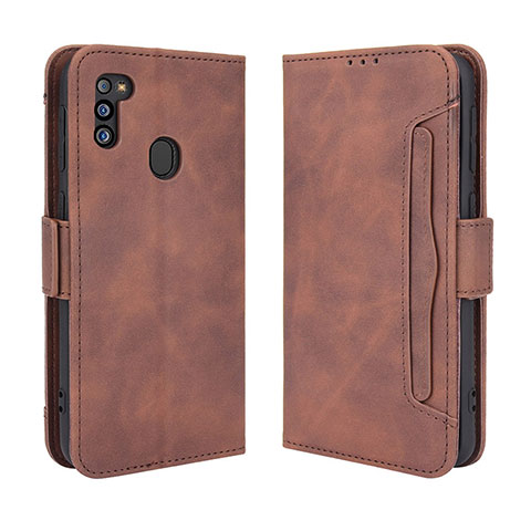 Funda de Cuero Cartera con Soporte Carcasa BY3 para Samsung Galaxy M21 (2021) Marron