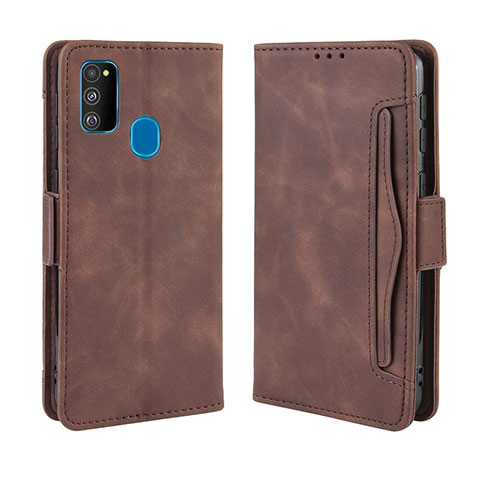 Funda de Cuero Cartera con Soporte Carcasa BY3 para Samsung Galaxy M30s Marron