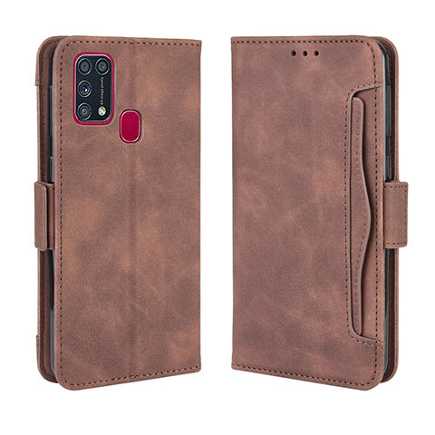 Funda de Cuero Cartera con Soporte Carcasa BY3 para Samsung Galaxy M31 Marron