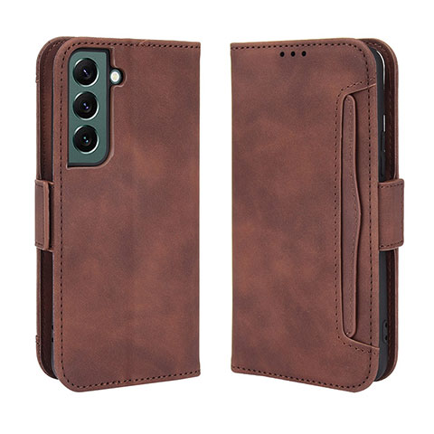 Funda de Cuero Cartera con Soporte Carcasa BY3 para Samsung Galaxy S22 5G Marron