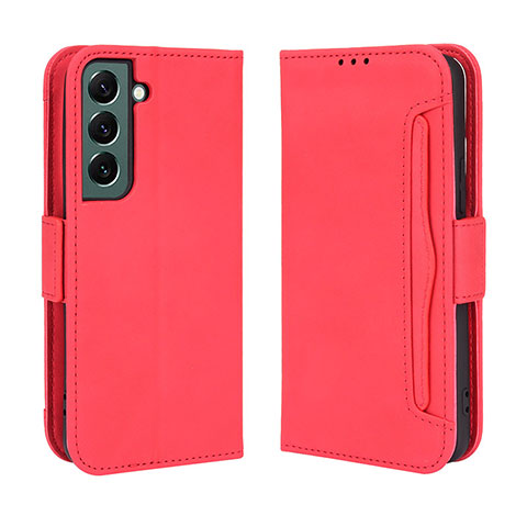 Funda de Cuero Cartera con Soporte Carcasa BY3 para Samsung Galaxy S22 Plus 5G Rojo