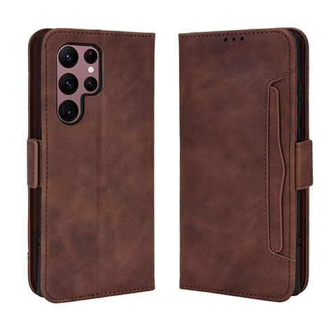 Funda de Cuero Cartera con Soporte Carcasa BY3 para Samsung Galaxy S24 Ultra 5G Marron