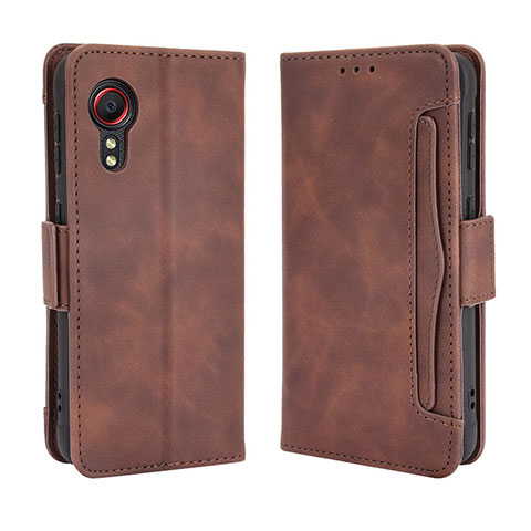 Funda de Cuero Cartera con Soporte Carcasa BY3 para Samsung Galaxy XCover 5 SM-G525F Marron