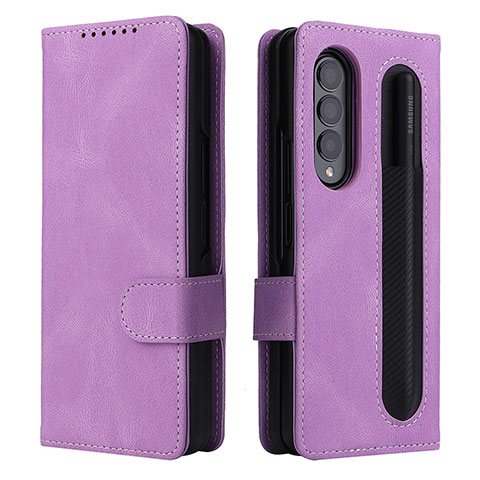 Funda de Cuero Cartera con Soporte Carcasa BY3 para Samsung Galaxy Z Fold3 5G Morado