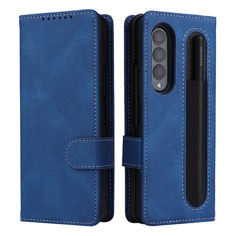 Funda de Cuero Cartera con Soporte Carcasa BY3 para Samsung Galaxy Z Fold4 5G Azul