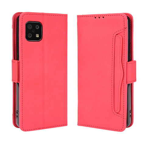 Funda de Cuero Cartera con Soporte Carcasa BY3 para Sharp Aquos Sense6 Rojo