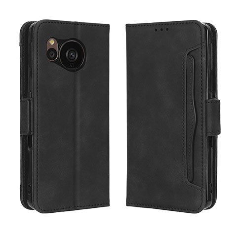 Funda de Cuero Cartera con Soporte Carcasa BY3 para Sharp Aquos Sense7 Plus Negro