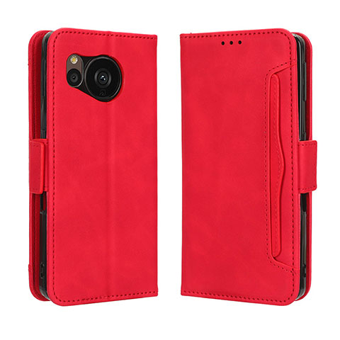 Funda de Cuero Cartera con Soporte Carcasa BY3 para Sharp Aquos Sense7 Plus Rojo