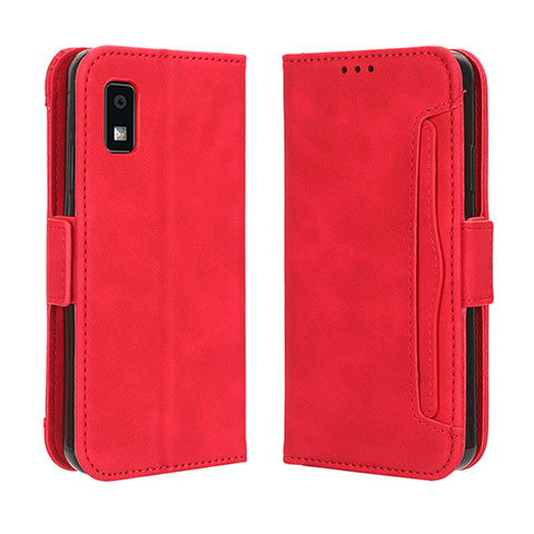 Funda de Cuero Cartera con Soporte Carcasa BY3 para Sharp Aquos wish3 Rojo