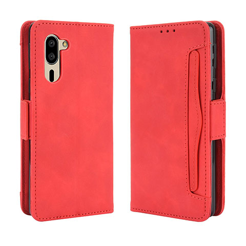 Funda de Cuero Cartera con Soporte Carcasa BY3 para Sharp Simple Sumaho 5 Rojo