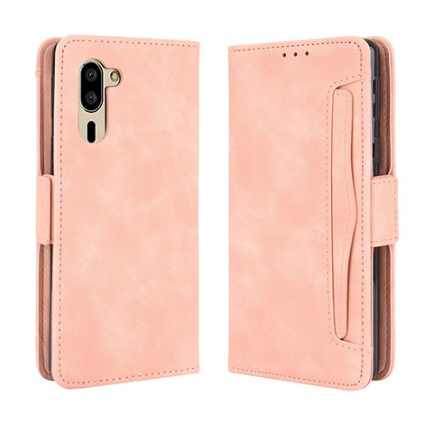 Funda de Cuero Cartera con Soporte Carcasa BY3 para Sharp Simple Sumaho 5 Rosa