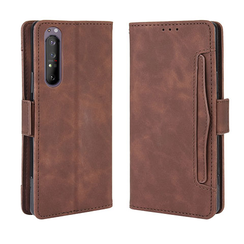 Funda de Cuero Cartera con Soporte Carcasa BY3 para Sony Xperia 1 II Marron