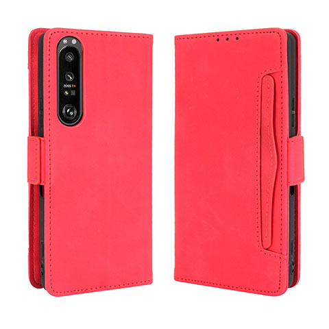 Funda de Cuero Cartera con Soporte Carcasa BY3 para Sony Xperia 1 III Rojo