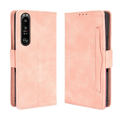 Funda de Cuero Cartera con Soporte Carcasa BY3 para Sony Xperia 1 III Rosa