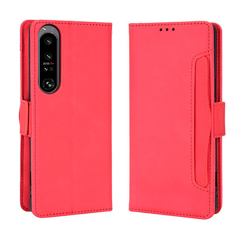 Funda de Cuero Cartera con Soporte Carcasa BY3 para Sony Xperia 1 IV Rojo