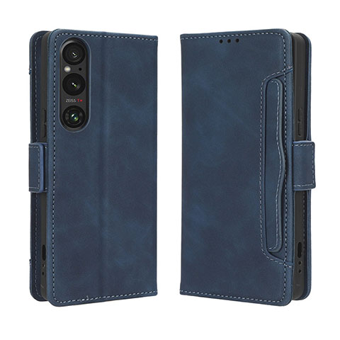 Funda de Cuero Cartera con Soporte Carcasa BY3 para Sony Xperia 1 V Azul