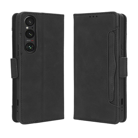 Funda de Cuero Cartera con Soporte Carcasa BY3 para Sony Xperia 1 V Negro