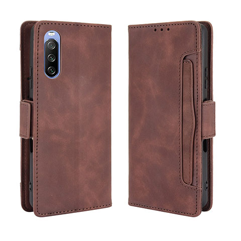 Funda de Cuero Cartera con Soporte Carcasa BY3 para Sony Xperia 10 III SO-52B Marron