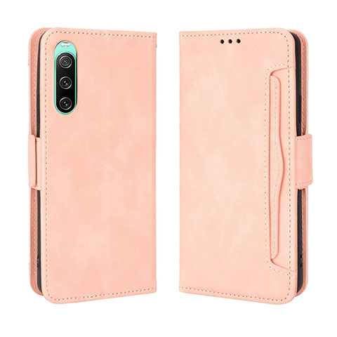 Funda de Cuero Cartera con Soporte Carcasa BY3 para Sony Xperia 10 IV Rosa