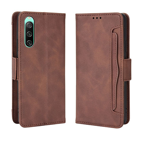 Funda de Cuero Cartera con Soporte Carcasa BY3 para Sony Xperia 10 IV SO-52C Marron