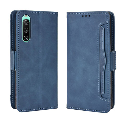 Funda de Cuero Cartera con Soporte Carcasa BY3 para Sony Xperia 10 IV SOG07 Azul