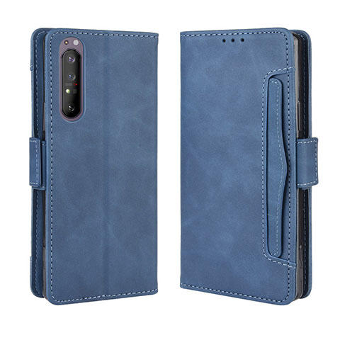 Funda de Cuero Cartera con Soporte Carcasa BY3 para Sony Xperia 5 II Azul