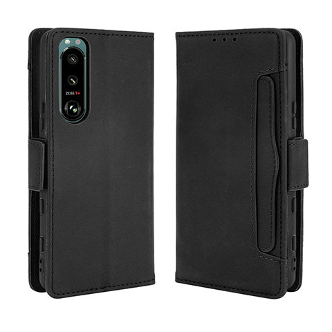 Funda de Cuero Cartera con Soporte Carcasa BY3 para Sony Xperia 5 III SO-53B Negro