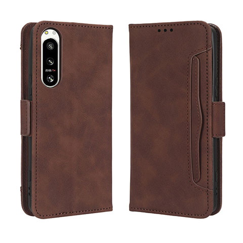 Funda de Cuero Cartera con Soporte Carcasa BY3 para Sony Xperia 5 IV Marron