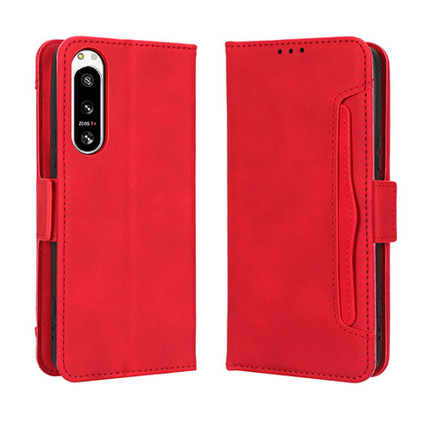 Funda de Cuero Cartera con Soporte Carcasa BY3 para Sony Xperia 5 IV Rojo