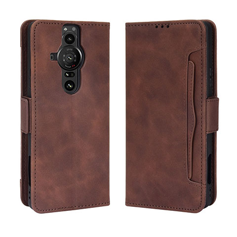 Funda de Cuero Cartera con Soporte Carcasa BY3 para Sony Xperia PRO-I Marron