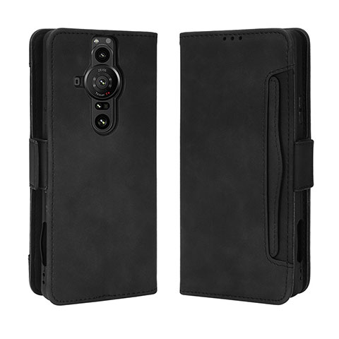 Funda de Cuero Cartera con Soporte Carcasa BY3 para Sony Xperia PRO-I Negro