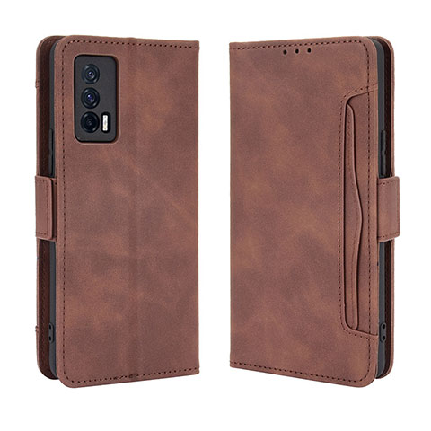 Funda de Cuero Cartera con Soporte Carcasa BY3 para Vivo iQOO 7 India 5G Marron