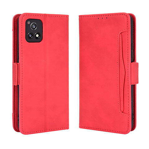 Funda de Cuero Cartera con Soporte Carcasa BY3 para Vivo iQOO U3 5G Rojo