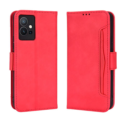 Funda de Cuero Cartera con Soporte Carcasa BY3 para Vivo iQOO Z6 5G Rojo