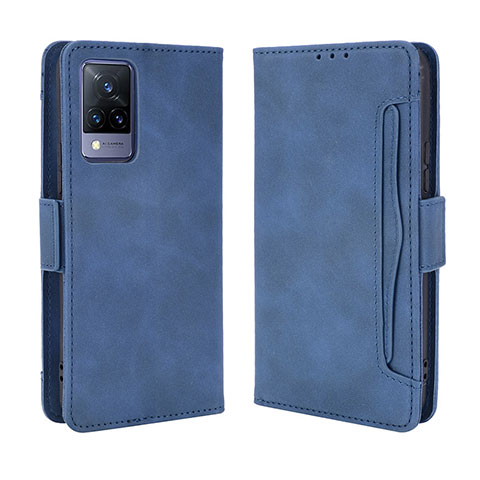 Funda de Cuero Cartera con Soporte Carcasa BY3 para Vivo V21 5G Azul