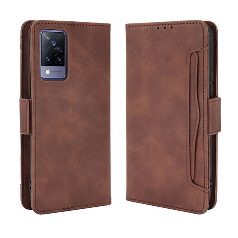 Funda de Cuero Cartera con Soporte Carcasa BY3 para Vivo V21 5G Marron