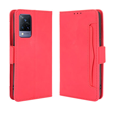 Funda de Cuero Cartera con Soporte Carcasa BY3 para Vivo V21s 5G Rojo