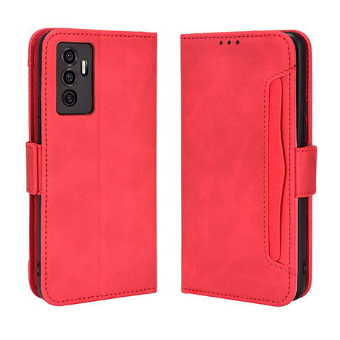 Funda de Cuero Cartera con Soporte Carcasa BY3 para Vivo V23e Rojo