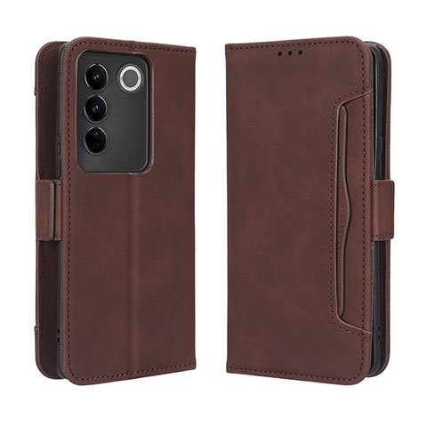 Funda de Cuero Cartera con Soporte Carcasa BY3 para Vivo V27 5G Marron