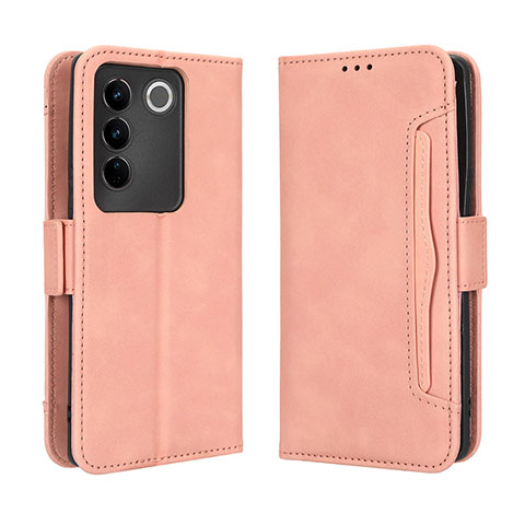 Funda de Cuero Cartera con Soporte Carcasa BY3 para Vivo V27 5G Rosa