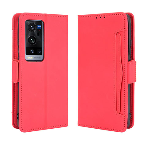 Funda de Cuero Cartera con Soporte Carcasa BY3 para Vivo X60 Pro+ Plus 5G Rojo