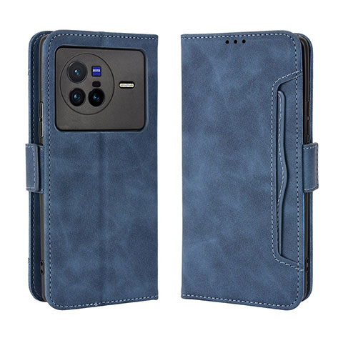 Funda de Cuero Cartera con Soporte Carcasa BY3 para Vivo X80 5G Azul