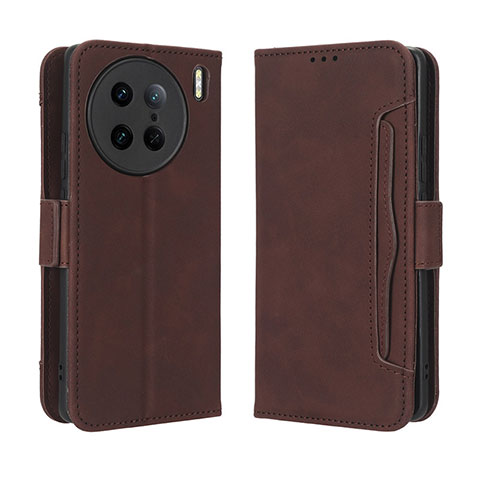 Funda de Cuero Cartera con Soporte Carcasa BY3 para Vivo X90 Pro 5G Marron