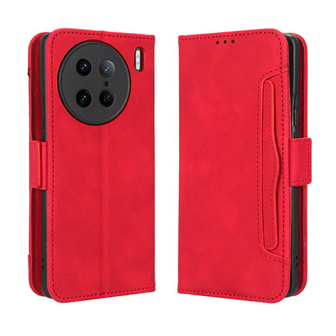 Funda de Cuero Cartera con Soporte Carcasa BY3 para Vivo X90 Pro 5G Rojo