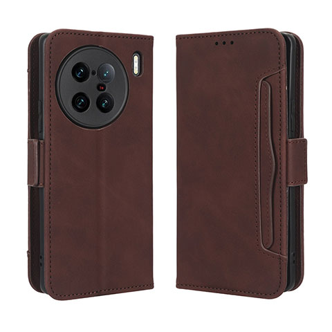 Funda de Cuero Cartera con Soporte Carcasa BY3 para Vivo X90 Pro+ Plus 5G Marron