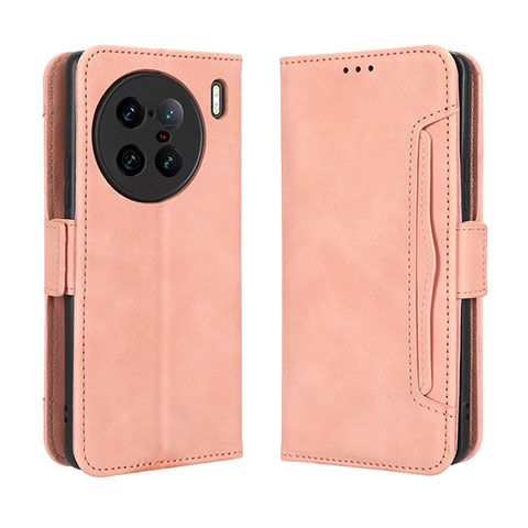 Funda de Cuero Cartera con Soporte Carcasa BY3 para Vivo X90 Pro+ Plus 5G Rosa